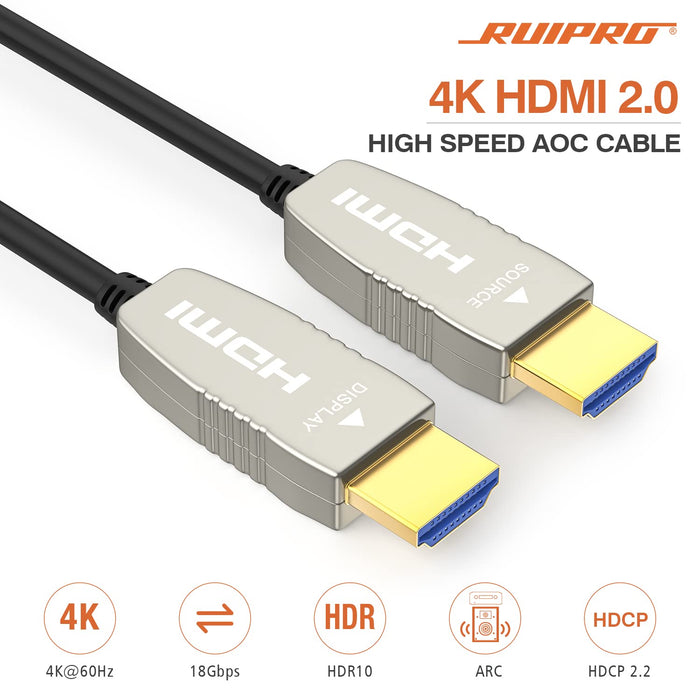 RUIPRO 4K HDMI Fiber Optic Cable 18Gbps 4K@60Hz ARC HDR10 Ultra Slim F