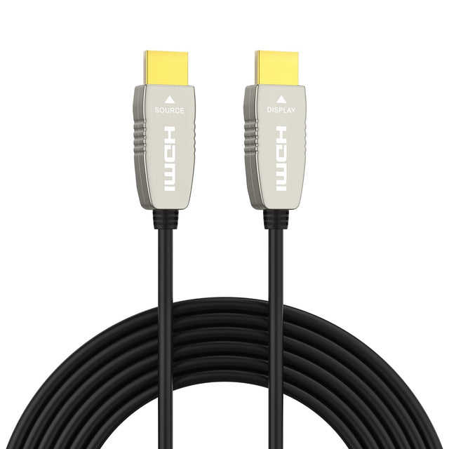 RUIPRO ultra slim 4K HDMI fiber optic cable with flexible lightweight design, supporting 18Gbps bandwidth and 4K 60Hz HDR video transmission.