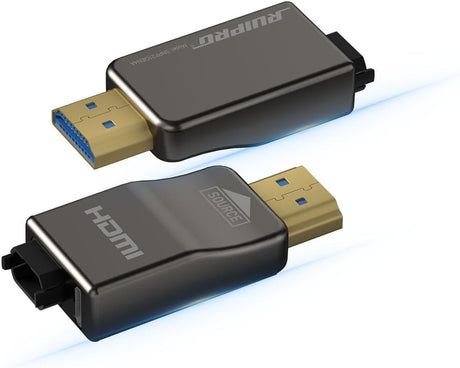 RUIPRO 8K full fiber optic HDMI cable with detachable TX and RX connectors for easy repair and future upgrade compatibility.