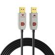 RUIPRO 8K fiber DisplayPort cable with clearly labeled Source and Display ends, supporting 32.4Gbps DP1.4 high speed transmission for 8K60Hz displays.