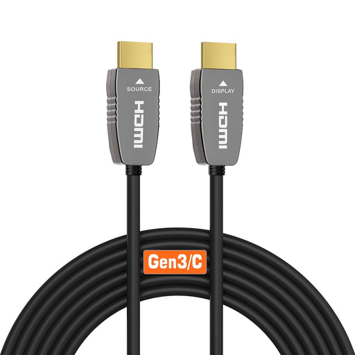 RUIPRO 8K HDMI 2.1 fiber optic cable Gen3/C version with high speed 48Gbps transmission for long distance home theater and gaming setups.