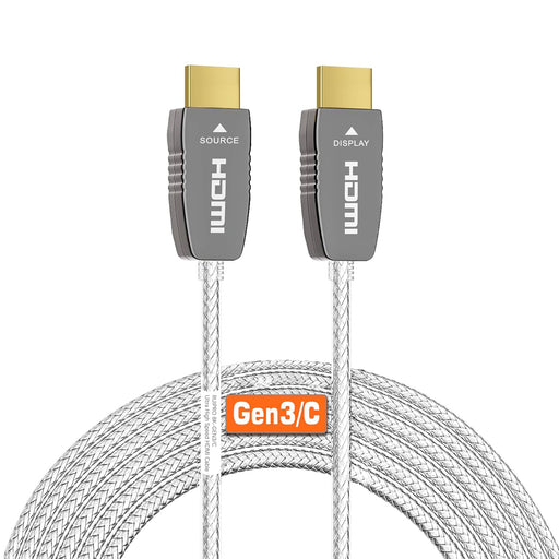 RUIPRO 8K Fiber Optic HDMI 2.1b Certified Gen3/C Cable with gold-plated connectors, ultra high speed 48Gbps for 8K60Hz and 4K120Hz displays.
