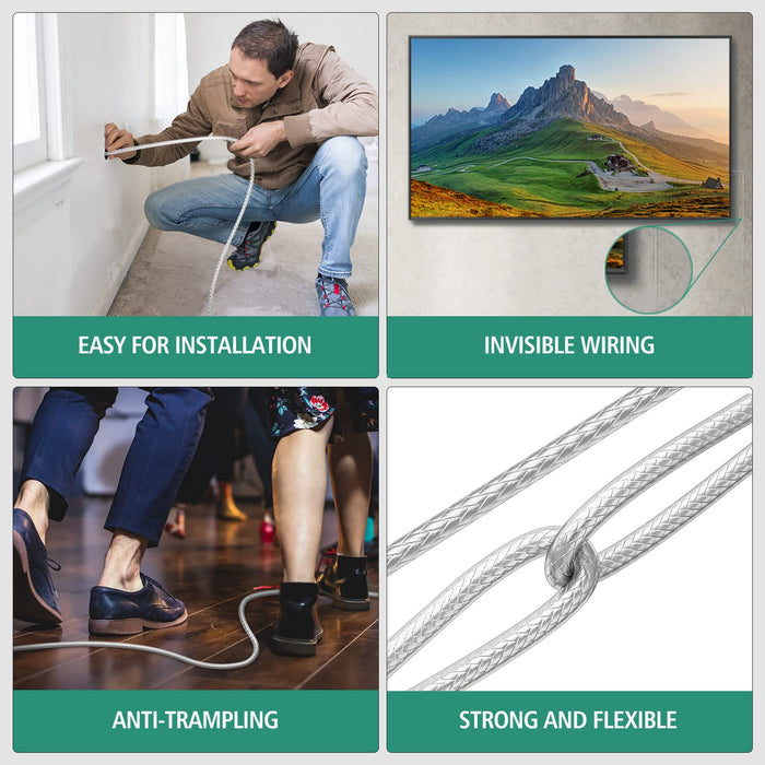Certified RUIPRO 8K HDMI 2.1b Fiber Cable with strong shielding for electromagnetic interference, easy in-wall installation, invisible wiring, and flexible durable design.