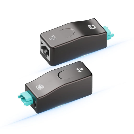 RUIPRO active RJ45 to MPO fiber Ethernet module pair with compact detachable design