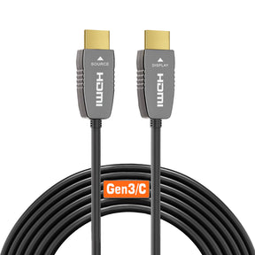 RUIPRO Certified 8K HDMI fiber optic cable Gen3/C version, CL2 rated for in-wall installation, supporting 48Gbps bandwidth, 8K60Hz and 4K120Hz
