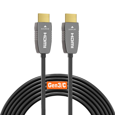 RUIPRO Certified 8K HDMI fiber optic cable Gen3/C version, CL2 rated for in-wall installation, supporting 48Gbps bandwidth, 8K60Hz and 4K120Hz