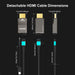 Detachable HDMI cable dimensions and connector size guide for easy routing through conduits, tight spaces, and home theater setups.