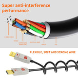 Advanced hybrid cable structure combining pure glass fiber and oxygen-free copper for strong anti-interference performance and long distance DP1.4 signal stability.
