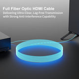 Full fiber optic HDMI cable delivering ultra-clear image transmission with strong anti-interference performance and long distance stability.