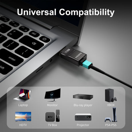 Universal compatibility HDMI 2.1 cable works with PS5, Xbox, Blu-ray players, gaming PCs, monitors, TVs, and projectors.