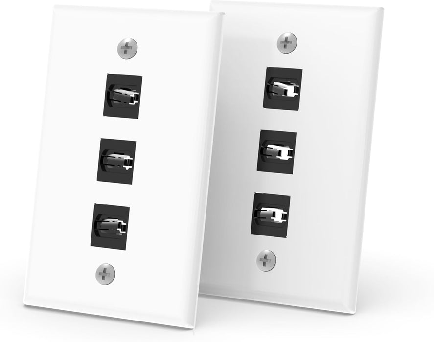 RUIPRO MPO keystone wall plate with 3-port configuration for expandable connection options.