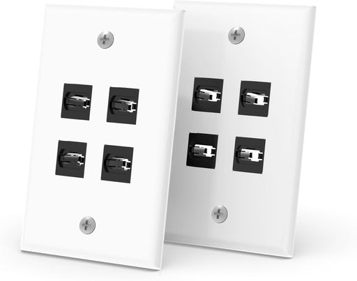 RUIPRO MPO keystone wall plate with 4 ports for multi-device home theater and commercial setups.