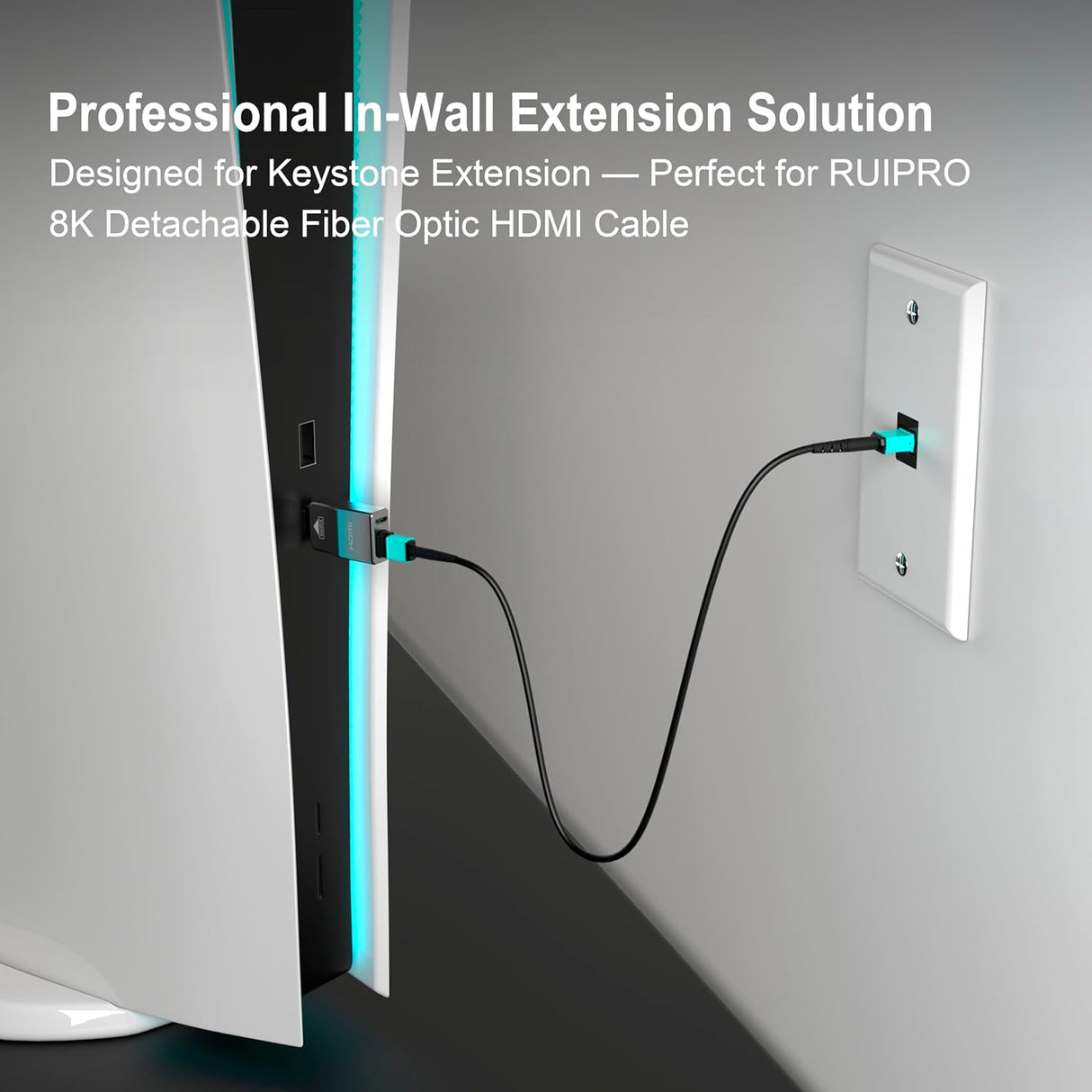Professional in-wall cable management using RUIPRO MPO keystone wall plate for clean setups.